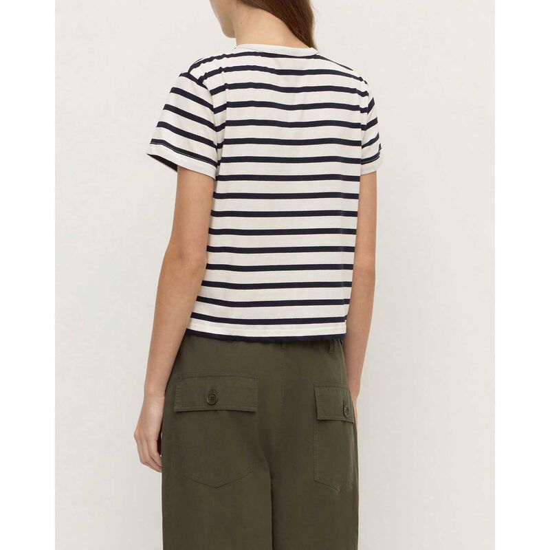 Assembly Label Mollie Stripe Short Sleeve Tee Navy Cream Stripe image number 1